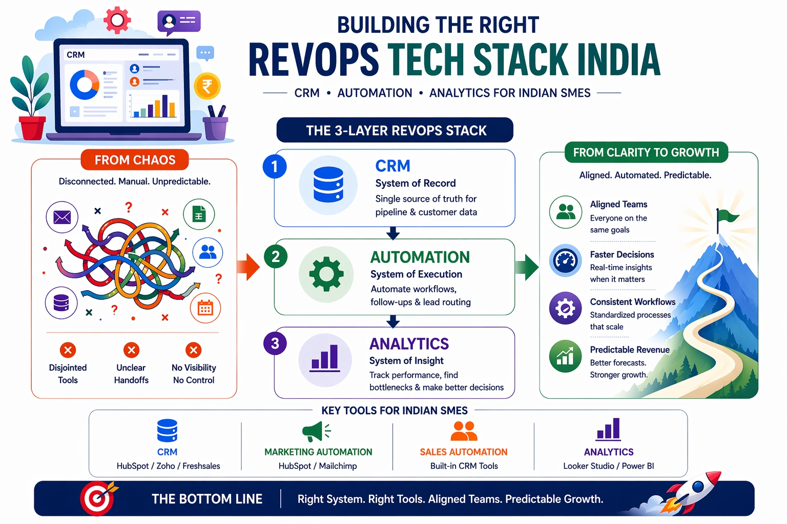 Best RevOps tech stack India for SMEs – CRM, automation, and analytics